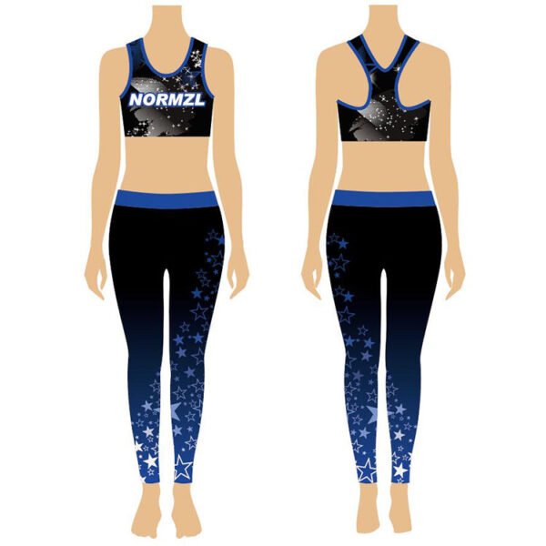 Rhinestone design long sleeve cheerleading jacket shirt and leggings suit cheer warmups - Image 4