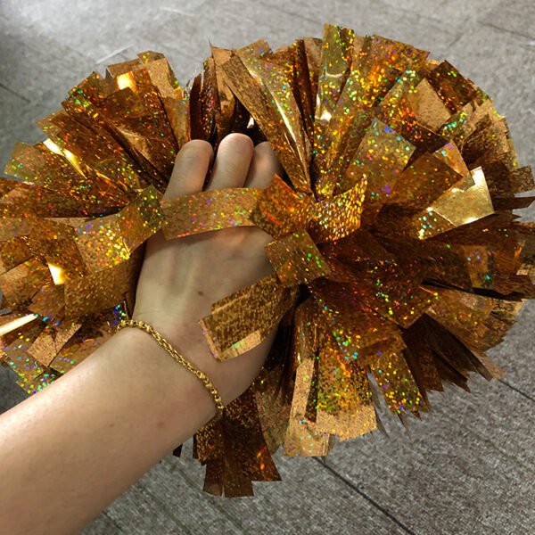Wholesale custom gold big size plastic holographic metallic cheerleading pom poms - Image 2