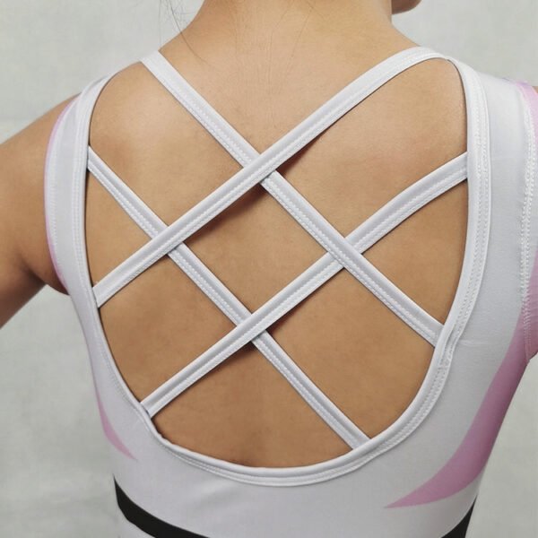 Stripe gymnastics clothes rhinestone high cut rhythmic gymnastics leotard - Image 6