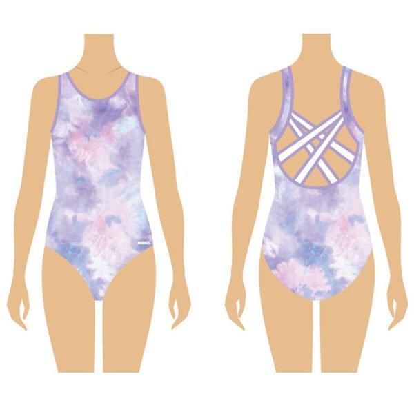 Mesh stitching fabric shiny rhinestones custom design gymnastics leotards for girl - Image 4