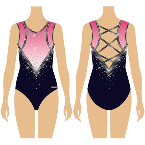 Custom design mesh short sleeve back zip gymnastics leotards ballet leotard dance wear - Image 3