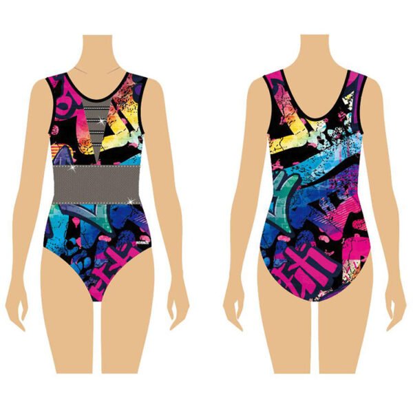 Mesh stitching fabric shiny rhinestones custom design gymnastics leotards for girl