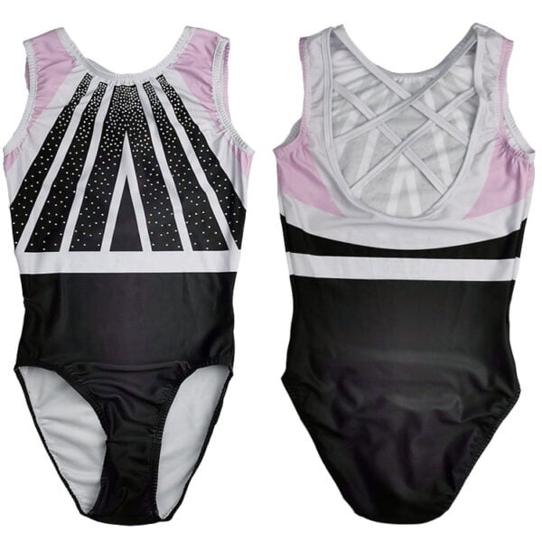 Stripe gymnastics clothes rhinestone high cut rhythmic gymnastics leotard - Image 5