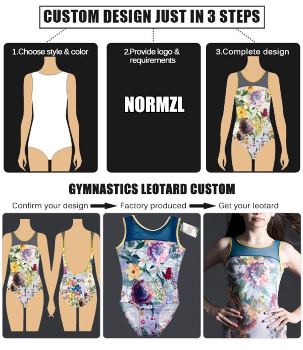 Wholesale Printing Sublimation Practice Dancewear Girls Sleeveless Gymnastics Leotards - Image 5