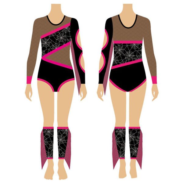 Black one-piece leggings performance costume custom black dance team majorette uniforms - Image 3