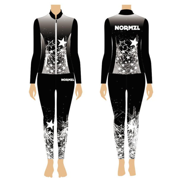 Rhinestone design long sleeve cheerleading jacket shirt and leggings suit cheer warmups - Image 2