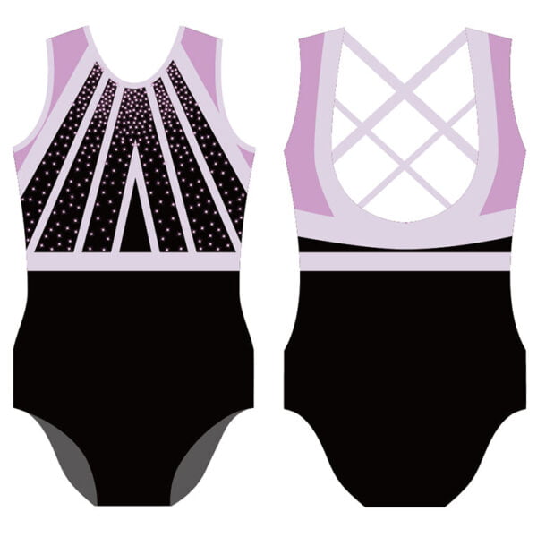 Stripe gymnastics clothes rhinestone high cut rhythmic gymnastics leotard