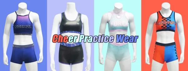 Customized Sublimated Cheer Practice Wear Bra Shorts Training Sets Cheerleading Uniform Cheer Outfit