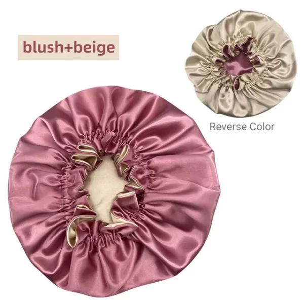 High Quality Elastic Band Polyester Big Size hair bonnet satin custom logo designer women wholesale shower waterproof bonnets - Image 5