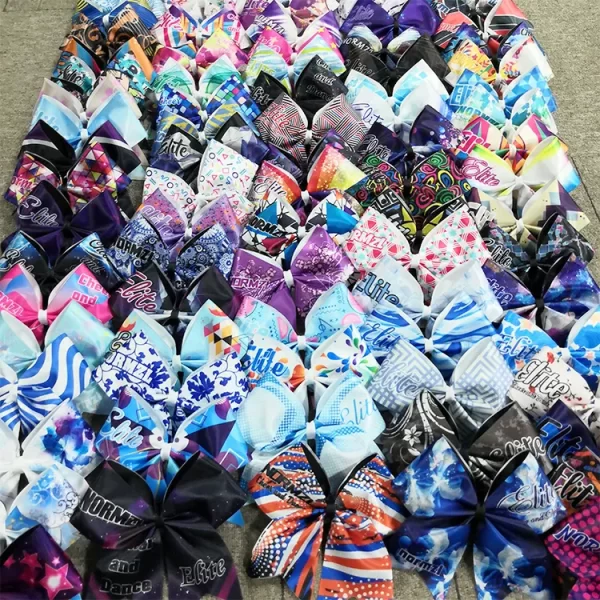 Wholesale custom shiny cheerleading bow strip transfer rhinestone cheer bow - Image 5