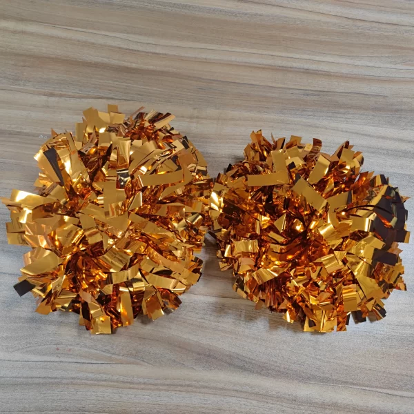 yellow color 6 inch size cheer pom poms cheerleading Accessories team performance item with handle - Image 4