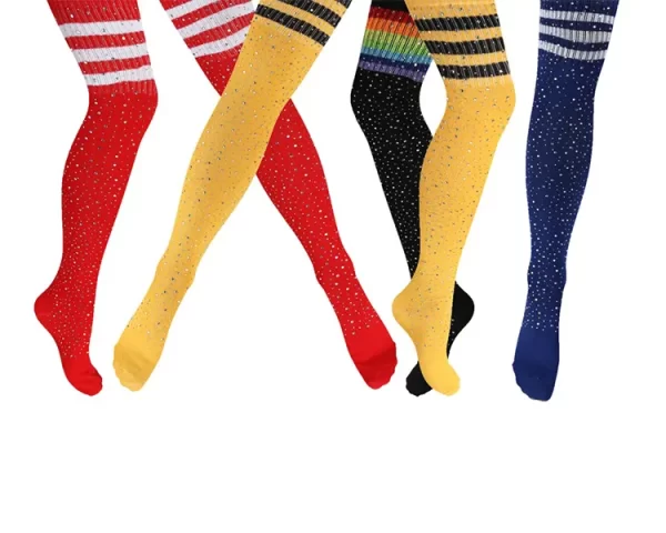 Embroidered Jacquard Classic Running 100% Polyester Football Free Size Sports Yoga rhinestone cheerleading socks for performance