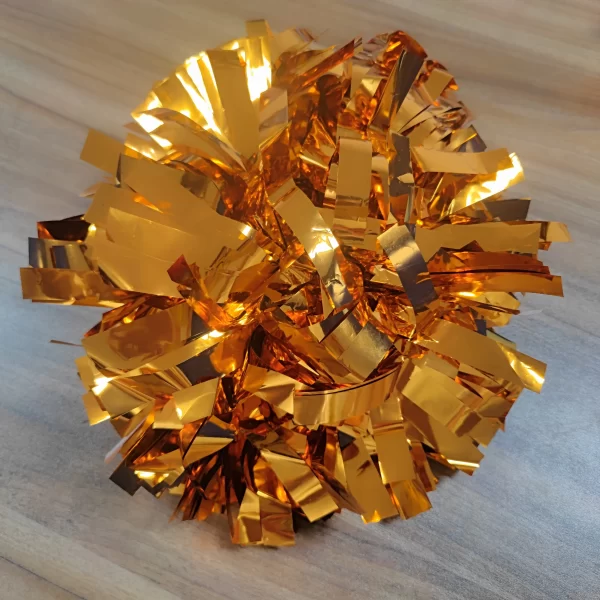 yellow color 6 inch size cheer pom poms cheerleading Accessories team performance item with handle - Image 2