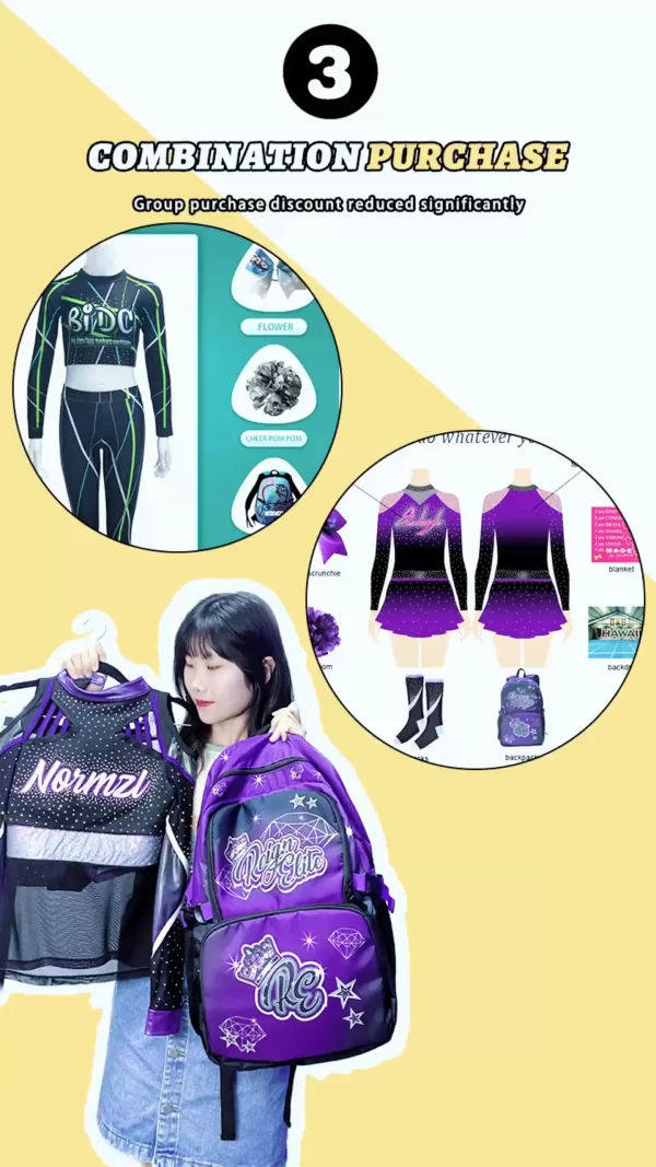 fashion designer sublimation cheer glitter backpack garment travel blanks book children gym bag cheerleading Accessories girl