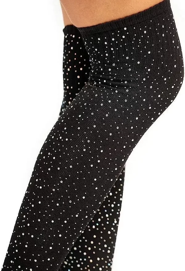 oem custom made sports knee cheerlead glitter compression sock women rhinestone cheerleading socks - Image 5