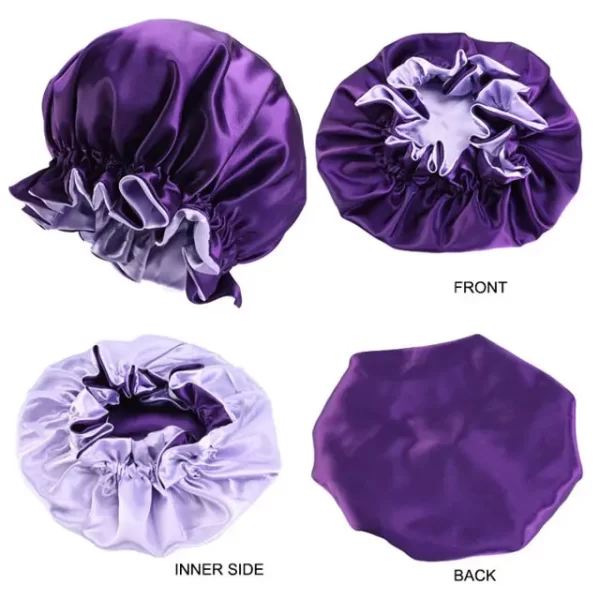 Night Sleep Hats Double Layer Head Cover Custom Double Layer Satin Hair Designers Bonnets - Image 4
