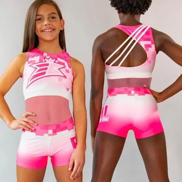 Customized Sublimated Cheer Practice Wear Bra Shorts Training Sets Cheerleading Uniform Cheer Outfit - Image 2