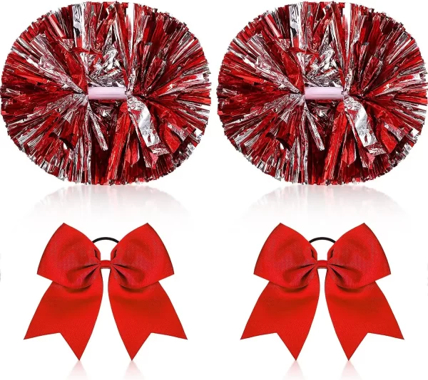 Sports Dance Party Cheering Kids Adults team cheerleading pom poms cheer bow Fashion Accessories with Baton Handle - Image 6