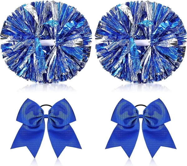Sports Dance Party Cheering Kids Adults team cheerleading pom poms cheer bow Fashion Accessories with Baton Handle - Image 2