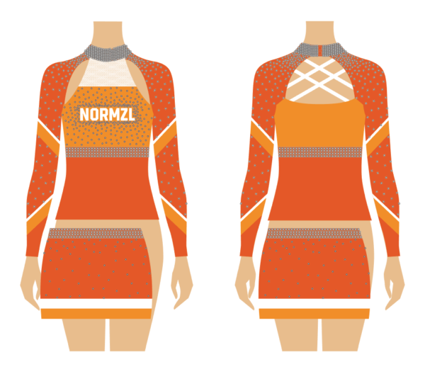 orange cheerleading uniforms